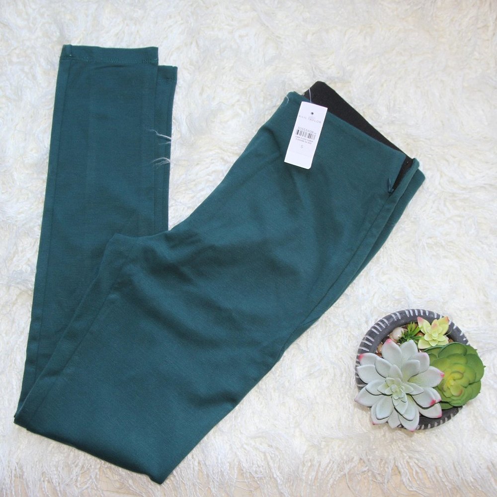 Ann Taylor Leggings Deep Emerald Teal Seemed Leggings SMALL NWT - Picture 1 of 3